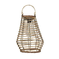 Lanterne solaire en plastique beige à Led blanc chaud Maris - Ø 21 x H 27 cm