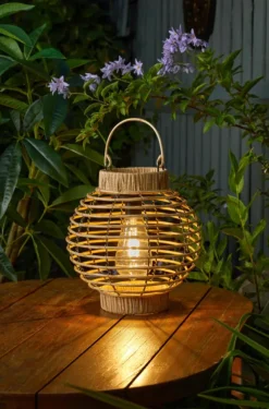 Lanterne solaire en plastique beige à Led blanc chaud Terra - Ø 22,5 x H 23,5 cm