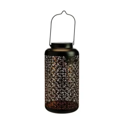 Lanterne solaire noire Andaluz 22 mini LED blanc chaud Ø 15 x H 31 cm