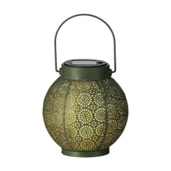 Lanterne solaire ronde à poser ou suspendre verte et or - Ø 14 x H 16 cm