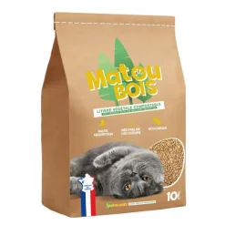 Litière végétale absorbante Matou Bois – 10 L