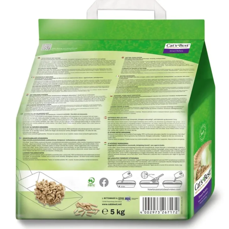 Litière végétale agglomérante pour chat Cat’s Best Smart Pellets 10 L - 5 kg