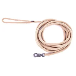 Longe ronde pour chien coloris beige 1,3 cm x 5 m