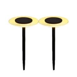 Lot de 2 balises solaires Batimex coloris noir en métal - Ø 16 x 35 cm