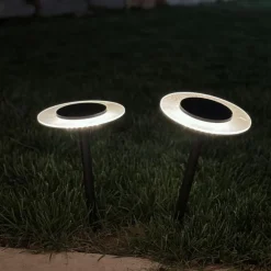 Lot de 2 balises solaires Batimex coloris noir en métal - Ø 16 x 35 cm