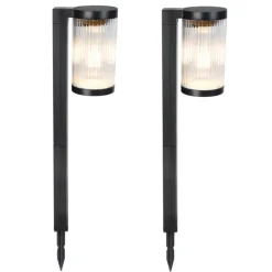 Lot de 2 balises solaires Batimex coloris noir en plastique - 7,8 x 11 x 57,9 cm