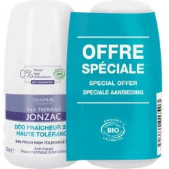 Lot de 2 déodorants fraîcheur 24 h haute tolérance bio Eau Thermale Jonzac – 2 x 50 ml
