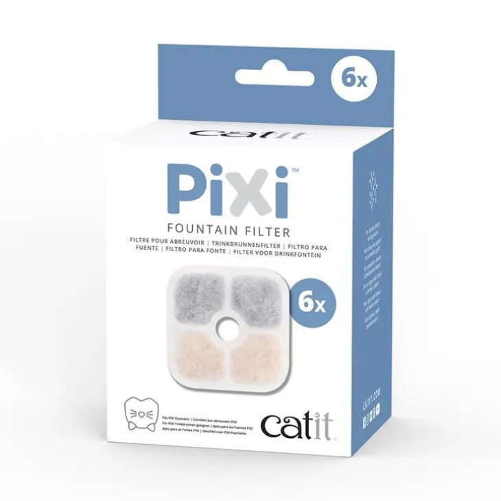 Lot de 6 filtres pour fontaine à eau pour chat Pixi Catit