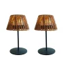 Lot de 2 lampes Batimex coloris marron effet blanc chaud en raffia et métal - Ø 12 x 23,5 cm