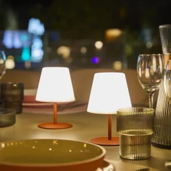 Lot de 2 lampes IP54 coloris marron effet blanc chaud en métal Batimex - Ø 10 x 16 cm