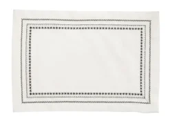 Lot de 2 sets de table 3 bordures coloris noir en coton - 35 x 50 cm