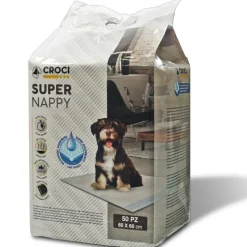 Lot de 50 tapis hygiéniques pour chien super nappy au charbon actif 50 pièces Crocy - 60 x 60 cm