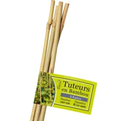 Lot de 4 tuteurs coloris bois en bambou - 120 cm
