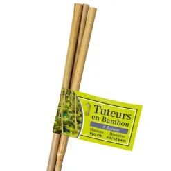 Lot de 3 tuteurs coloris marron en bambou - 150 cm