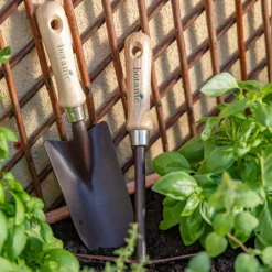 Lot d'outils à main pour le jardin coloris marron (transplantoir, serfouette, griffe) botanic® - 3 outils