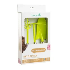 Lot d'outils à main pour le jardin coloris anis (transplantoir, serfouette, griffe) botanic® - 3 outils