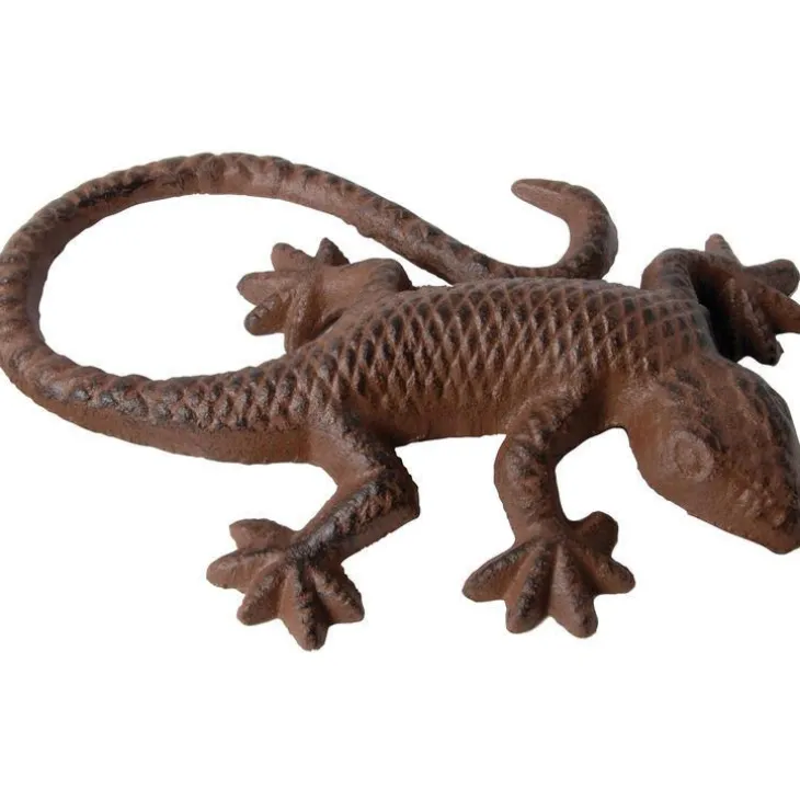 Lézard décoratif en fonte marron 15,5 cm