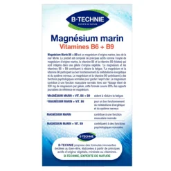 Magnésium marin vitamines B6 et B9 B-Technie - les 40 gélules végétales