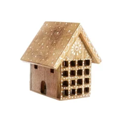 Maison à poser en bois naturel blanc - 14 x 12 x 13 cm