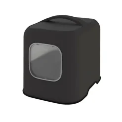 Maison de toilette pour chat coloris noir en plastique recyclé Biala - 44,3 x 39,5 x 52 cm