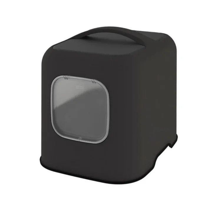 Maison de toilette pour chat coloris noir en plastique recyclé Biala - 44,3 x 39,5 x 52 cm