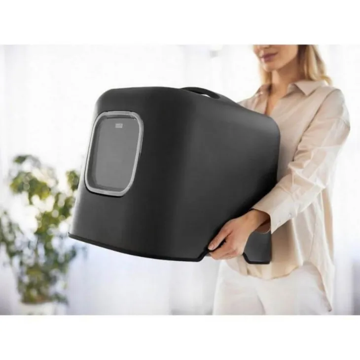 Maison de toilette pour chat coloris noir en plastique recyclé Biala - 44,3 x 39,5 x 52 cm