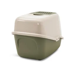 Maison de toilette pour chat Nestor Happy Planet coloris vert en plastique - 56 x 39 x 38,5 cm
