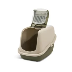 Maison de toilette pour chat Nestor Happy Planet coloris vert en plastique - 56 x 39 x 38,5 cm