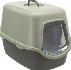 Maison de toilette pour chat coloris gris et vert avec couvercle recyclé Trixie Vico - 40 x 40 x 56 cm