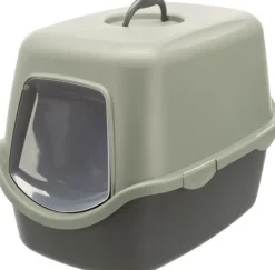 Maison de toilette pour chat coloris gris et vert avec couvercle recyclé Trixie Vico - 40 x 40 x 56 cm