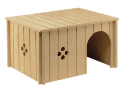 Maisonnette pour lapin coloris beige en bois - 37 x 27,7 x 20 cm