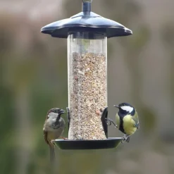 Mangeoire jolie fleur noire en acier Ø 17 x 27 cm