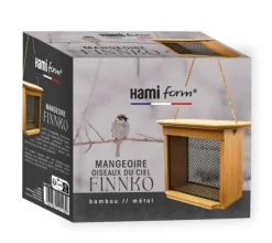 Mangeoire pour oiseaux du ciel en bambou et métal coloris marron Hamiform Finnko - 15,6 x 8,7 x 14,3 cm