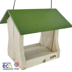 Mangeoire pour oiseaux en épicéa coloris vert eco-ressourcée suspendue Natures Market Miam - 19 x 20 x 20 cm