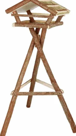 Mangeoire sur pied en bois naturel avec toit Trixie - 48 x 27 x 46/130 cm