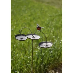 Mangeoire triple en métal recyclé avec oiseau Chouette & Co