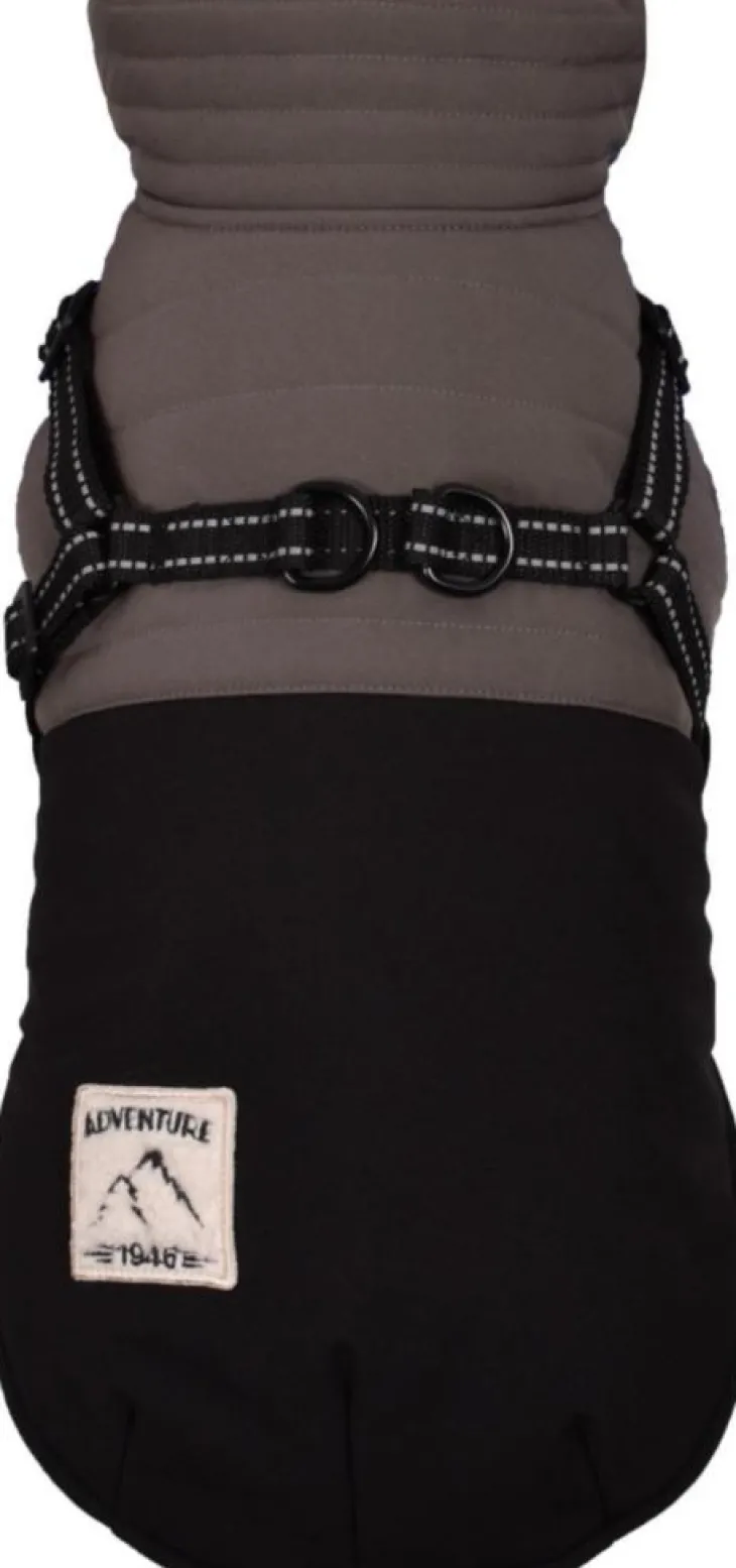 Manteau pour chien coloris noir avec harnais et sangle réfléchissante Bobby Tour - Taille 40M