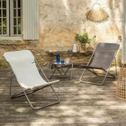 Maxi transat en acier et toile Batyline beige Lafuma Seigle II - 62 x 125 cm