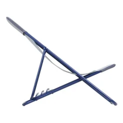 Maxi transat en tube acier et toile Batyline bleu indigo Lafuma Colorblock- 62 x 83 x 94 cm