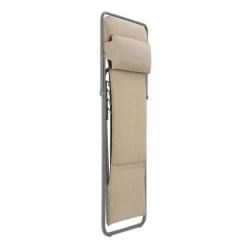 Maxi transat en tube titane et toile moka Lafuma BeComfort - 62 x 83 x 94 cm