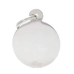 Médaille basic grand cercle pour chien en laiton argenté