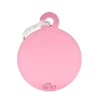 Médaille basic grand cercle pour chien en aluminium rose