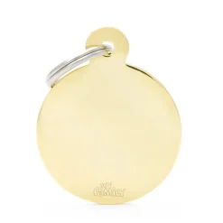 Médaille basic grand cercle pour chien en laiton doré