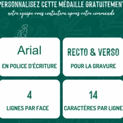 Médaille basic grand cœur pour chien en aluminium gris