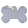 Médaille basic grand os pour chien en aluminium gris