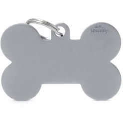 Médaille basic os XL pour chien en aluminium gris
