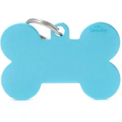Médaille basic os XL pour chien en aluminium bleu azur