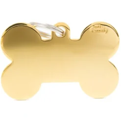 Médaille basic os XL pour chien en laiton doré