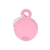 Médaille basic petit cercle pour chien en aluminium rose