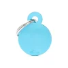 Médaille basic petit cercle pour chien en aluminium bleu azur